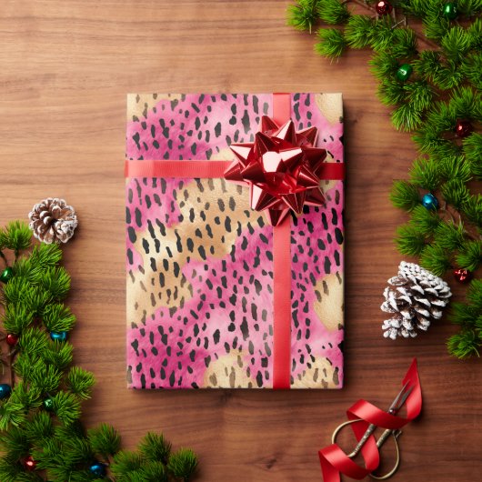 Girly Glam Goud Roze Leopard Cadeaupapier (Feestdagen Geschenken)