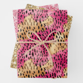 Girly Glam Goud Roze Leopard Inpakpapier Vel (In situ)