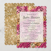 Girly Glam Goud Roze Leopard Kaart (Voorkant / Achterkant)