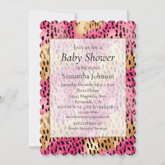 Girly Glam Goud Roze Leopard Kaart (Voorkant)