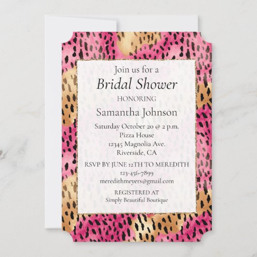 Girly Glam Goud Roze Leopard Kaart (Voorkant)