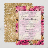 Girly Glam Goud Roze Leopard Kaart (Voorkant / Achterkant)