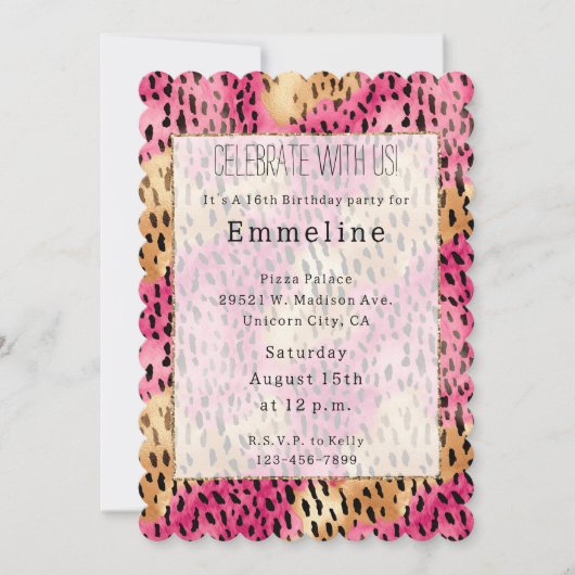 Girly Glam Goud Roze Leopard Kaart (Voorkant)