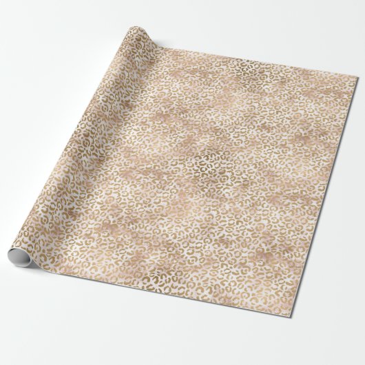 Girly Glam Goud Roze Leopard Print Cadeaupapier (Uitgerold)