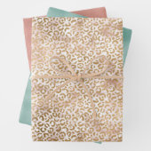 Girly Glam Goud Roze Leopard Print Inpakpapier Vel (In situ)