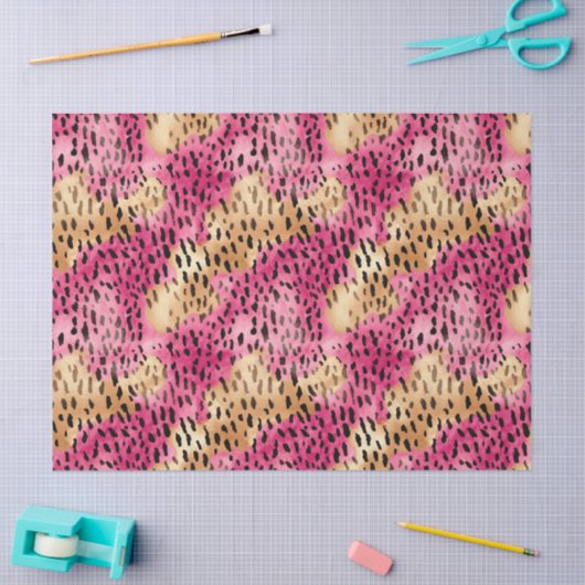 Girly Glam Goud Roze Leopard Tissuepapier (Craft)