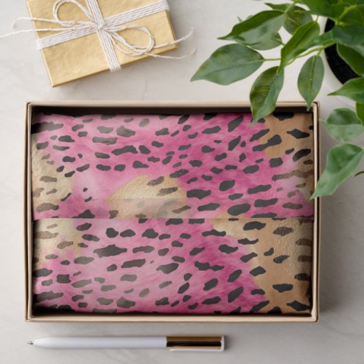 Girly Glam Goud Roze Leopard Tissuepapier (Geschenk)