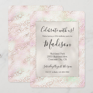 Girly Glam Goud Roze Mint Ombre Luipaardprint Kaart