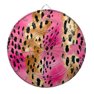 Girly Glam Goud Roze Zwart Leopard Dartbord