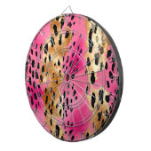 Girly Glam Goud Roze Zwart Leopard Dartbord (Voorkant Rechts)