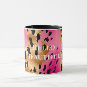 Girly Glam Goud Roze Zwart Leopard Mok