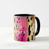 Girly Glam Goud Roze Zwart Leopard Mok (Voorkant rechts)
