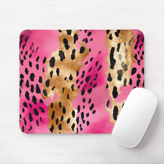 Girly Glam Goud Roze Zwart Leopard Muismat (Met muis)