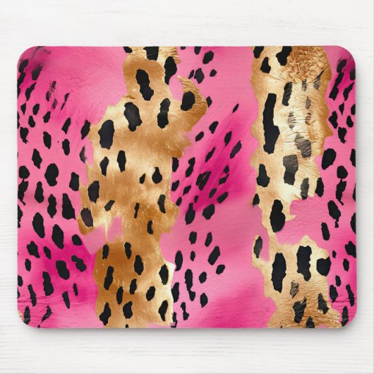 Girly Glam Goud Roze Zwart Leopard Muismat (Voorkant)