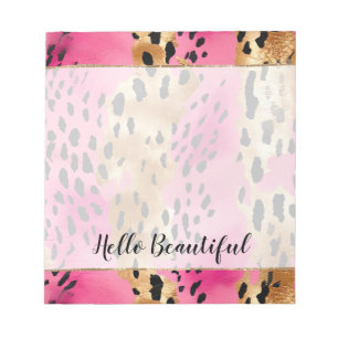Girly Glam Goud Roze Zwart Leopard Notitieblok