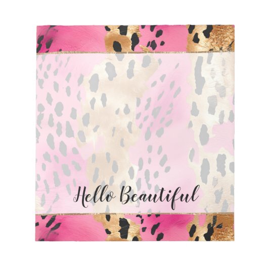 Girly Glam Goud Roze Zwart Leopard Notitieblok (Voorkant)