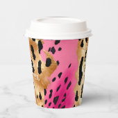 Girly Glam Goud Roze Zwart Leopard Papieren Bekers (Links)