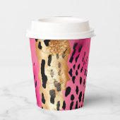 Girly Glam Goud Roze Zwart Leopard Papieren Bekers (Achterkant)
