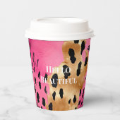 Girly Glam Goud Roze Zwart Leopard Papieren Bekers (Voorkant)