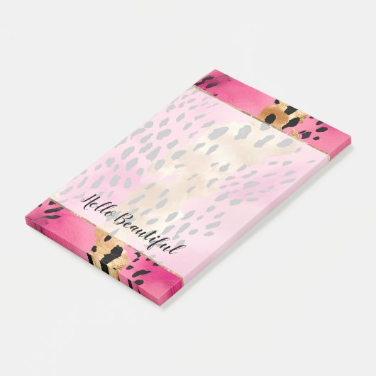 Girly Glam Goud Roze Zwart Leopard Post-it® Notes (Schuin)