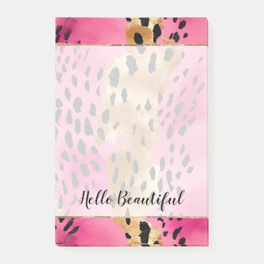 Girly Glam Goud Roze Zwart Leopard Post-it® Notes (Voorkant)