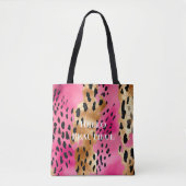 Girly Glam Goud Roze Zwart Leopard Tote Bag (Voorkant)