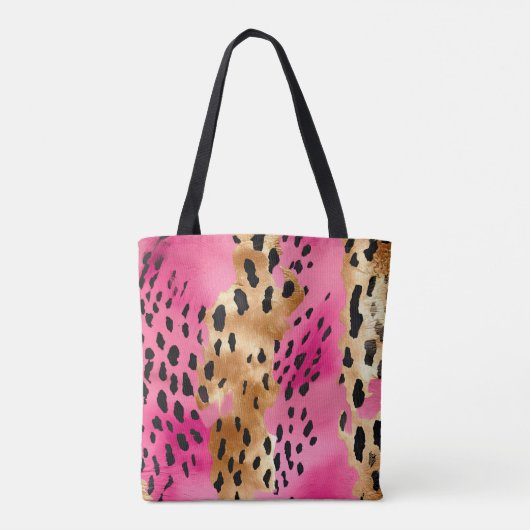 Girly Glam Goud Roze Zwart Leopard Tote Bag (Achterkant)