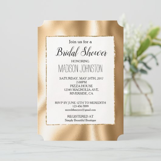 Girly Glam Gouden Glitter Kaart (Staand voorkant)