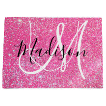 Girly Glam Hot Pink Glitter Sparkles Monogram
