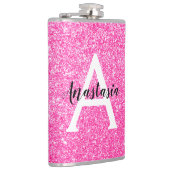 Girly Glam Hot Pink Glitter Sparkles Monogram Heupfles (Rechts)