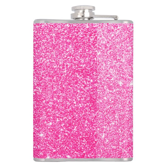Girly Glam Hot Pink Glitter Sparkles Monogram Heupfles (Achterkant)