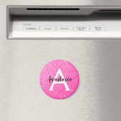 Girly Glam Hot Pink Glitter Sparkles Monogram Magneet (Insitu (Vaatwasser))