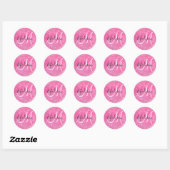 Girly Glam Hot Pink Glitter Sparkles Monogram Ronde Sticker (Vel)