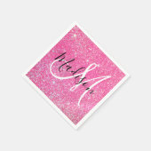 Girly Glam Hot Pink Glitter Sparkles Monogram Servet (Hoek)