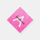 Girly Glam Hot Pink Glitter Sparkles Monogram Servet (Hoek)