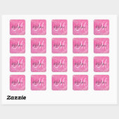 Girly Glam Hot Pink Glitter Sparkles Monogram Vierkante Sticker (Vel)