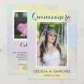 Girly Glam irridescent Pink Foto Quinceanera Kaart (Voorkant / Achterkant)