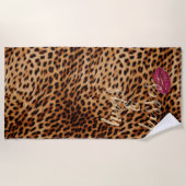 Girly Glam Leopard Kisses Lippen Strandlaken (Voorkant)