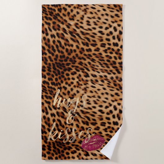 Girly Glam Leopard Kisses Lippen Strandlaken (Voorkant)