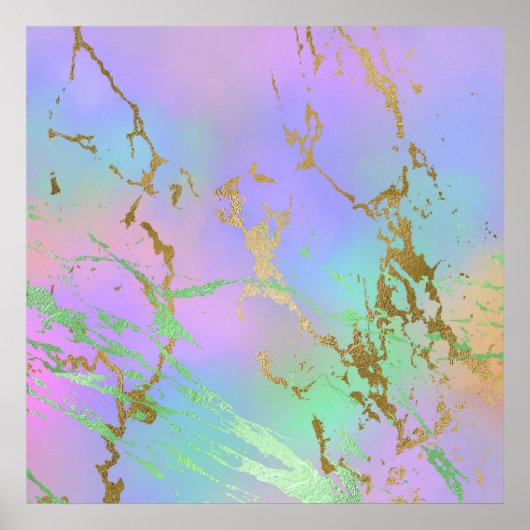 Girly Glam Marble | Trendy Playful Pastel Ombre Poster (Voorkant)