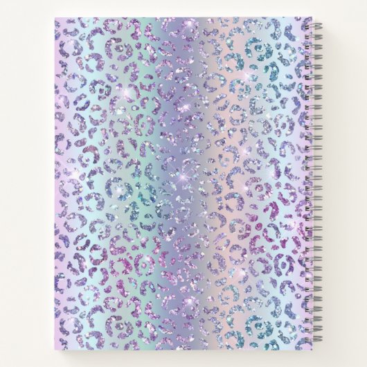 Girly Glam Mermaid Glitter Leopard Print Monogram Notitieboek (Achterkant)