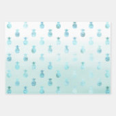 Girly Glam Mint Blauwgroen Aqua Tropische Ananas Inpakpapier Vel (Voorkant 3)