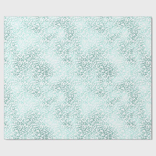 Girly Glam Mint Leopard Print Cadeaupapier (Vlak)