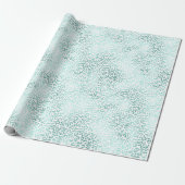 Girly Glam Mint Leopard Print Cadeaupapier (Uitgerold)