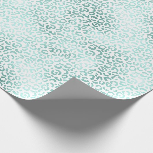 Girly Glam Mint Leopard Print Cadeaupapier (Hoek)