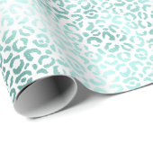 Girly Glam Mint Leopard Print Cadeaupapier (Rol Hoek)