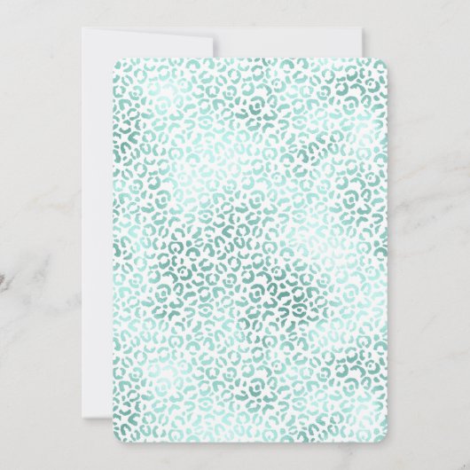 Girly Glam Mint Leopard Print Kaart (Achterkant)