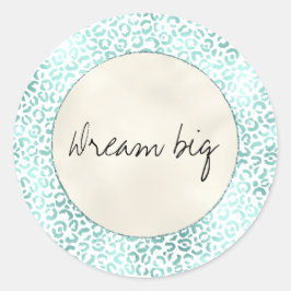 Girly Glam Mint Witte Crème Luipaard Print Ronde Sticker