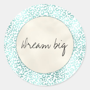 Girly Glam Mint Witte Crème Luipaard Print Ronde Sticker