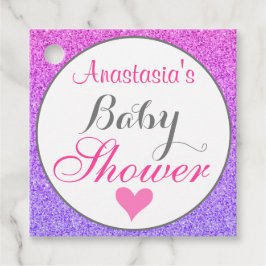 Girly & Glam Ombre Paars Pink Glitter Baby shower Bedankjes Labels